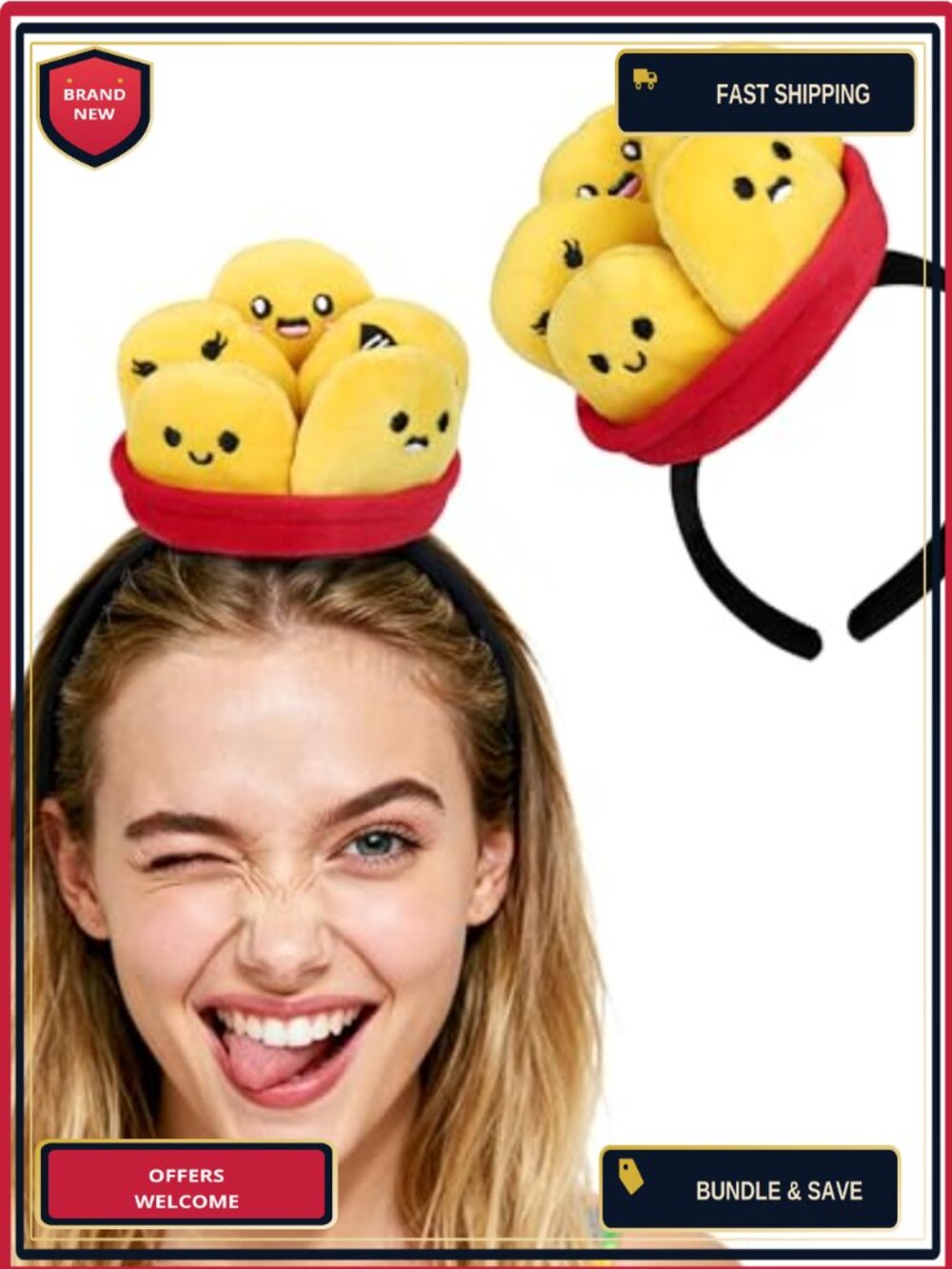 Chicken Nugget Headband Funny Food Costume Accessory Plush Adult Halloween